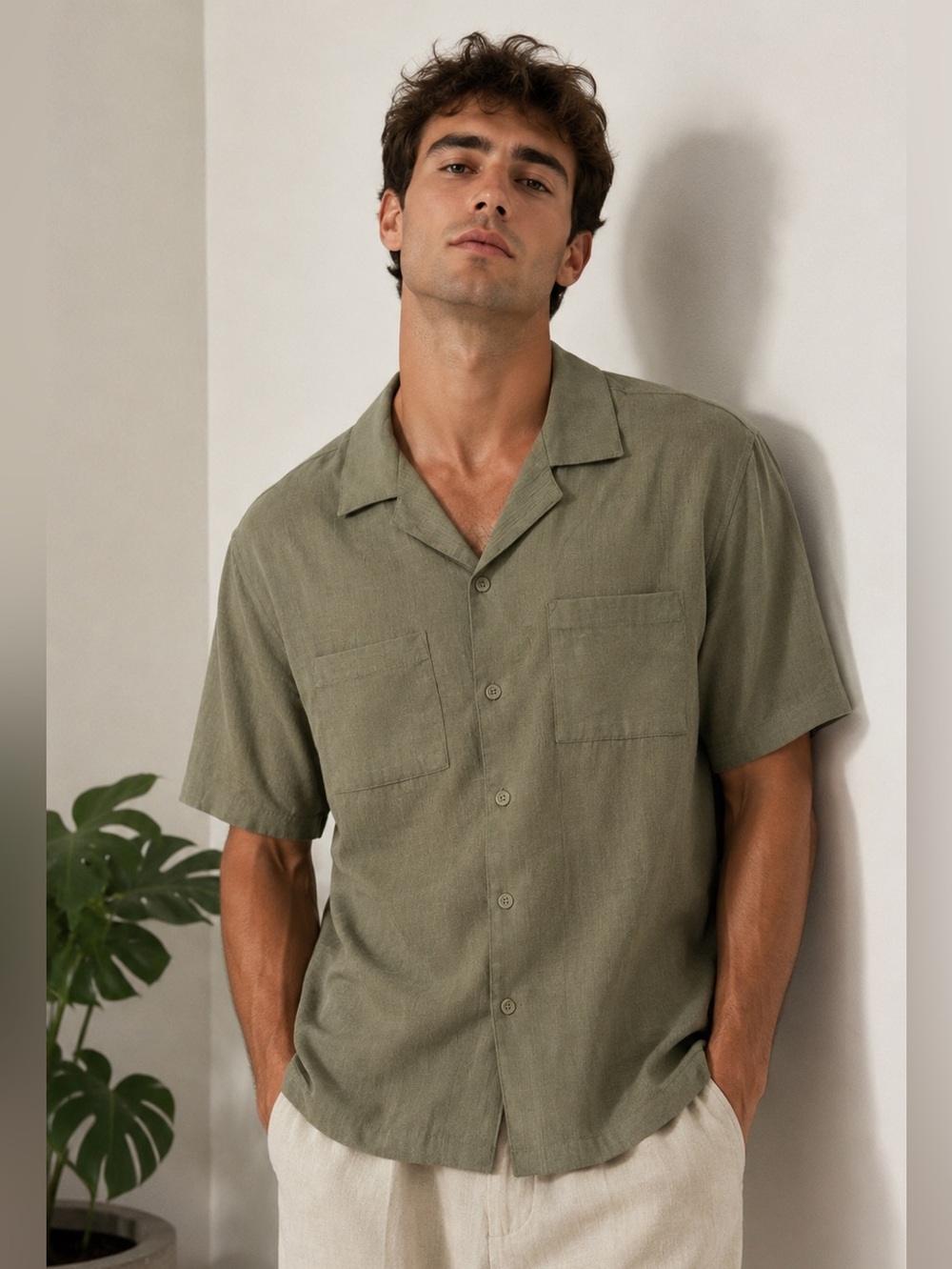 No Boundaries Men Sage Green Resort Shirt M NWT Vacation Beach Style
